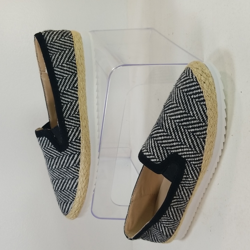 Callisto Espadrille Slip-On Black & White Herringbone Sneaker Shoe size 7